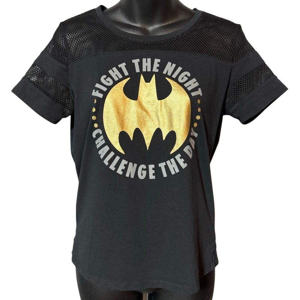 DC Comics Batman Black Mesh Football Jersey Shirt Junior’s Small